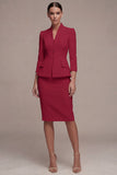 Sheath Ivory Single Breasted 2 Piece Midi Blazer Dress