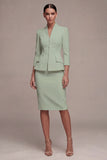 Sheath Ivory Single Breasted 2 Piece Midi Blazer Dress