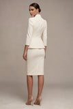 Sheath Ivory Single Breasted 2 Piece Midi Blazer Dress