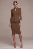Sheath Ivory Single Breasted 2 Piece Midi Blazer Dress