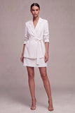 Peak Lapel 2 Piece White Short Blazer Dress
