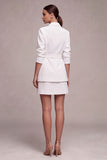 Peak Lapel 2 Piece White Short Blazer Dress