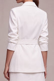 Peak Lapel 2 Piece White Short Blazer Dress