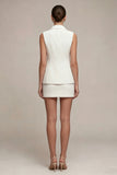 Single Breasted White Bodycon 2 Piece Short Blazer Dress