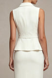 Single Breasted White Sheath 2 Piece Midi Blazer Dress