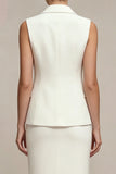 White 2 Piece Sleeveless Midi Blazer Dress