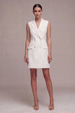 Double Breasted White Sleeveless Short Blazer Dress