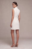 Double Breasted White Sleeveless Short Blazer Dress