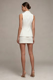 2 Piece  White Sleeveless Short Blazer Dress