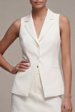 2 Piece  White Sleeveless Short Blazer Dress