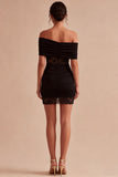 Bodycon Floral Little Black Dress with Lace