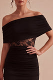 Bodycon Floral Little Black Dress with Lace