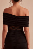Bodycon Floral Little Black Dress with Lace