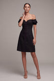 Off the Shoulder A Line Little Black Dress