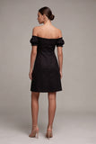 Off the Shoulder A Line Little Black Dress