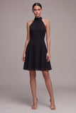 Halter Neck A Line Little Black Dress