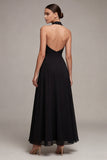 Halter Neck A Line Backless Long Formal Dress