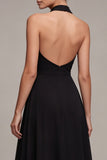 Halter Neck A Line Backless Long Formal Dress
