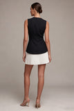 Black and White A Line Pleated Short Formal Dress