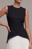 Black and White A Line Pleated Short Formal Dress