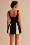 White A Line Thick Straps Little Black Dress