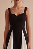 White A Line Thick Straps Little Black Dress