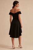 High Low Black Off the Shoulder Formal Dress