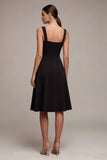 A Line Thick Straps Backless Midi Formal Dress with Slit
