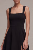 A Line Thick Straps Backless Midi Formal Dress with Slit