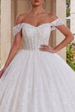 Sparkly White Corset Ball Gown Long Quinceanera Dress