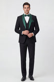 Shawl Lapel Dark Green One Button Men's Prom Suits