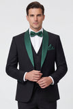 Shawl Lapel Dark Green One Button Men's Prom Suits