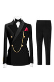 Peak Lapel Dark Green 2 Piece Double Breasted Men's Prom Suits