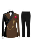 Peak Lapel Dark Green 2 Piece Double Breasted Men's Prom Suits