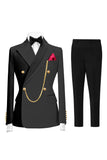 Peak Lapel Dark Green 2 Piece Double Breasted Men's Prom Suits