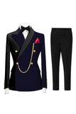 Peak Lapel Dark Green 2 Piece Double Breasted Men's Prom Suits