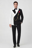 Double Breasted 2 Piece Peak Lapel Black Men's Prom Suits