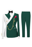Double Breasted 2 Piece Peak Lapel Black Men's Prom Suits
