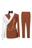 Double Breasted 2 Piece Peak Lapel Black Men's Prom Suits