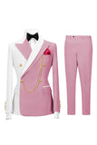 Double Breasted 2 Piece Peak Lapel Black Men's Prom Suits