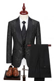 Shawl Lapel 3 Piece Blue One Button Men's Wedding Suits