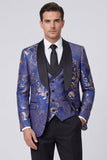 Shawl Lapel 3 Piece Blue One Button Men's Wedding Suits