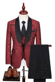 Shawl Lapel 3 Piece Blue One Button Men's Wedding Suits