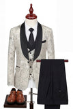Shawl Lapel 3 Piece Blue One Button Men's Wedding Suits
