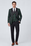 3 Piece Dark Green Shawl Lapel Men's Prom Suits with Pockets