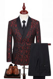 2 Piece Double Breasted Shawl Lapel Black Men's Wedding Suits