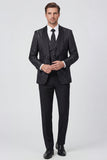 3 Piece Printed Black Shawl Lapel One Button Men's Prom Suits