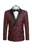2 Piece Peak Lapel Black Double Breasted Printed Men's Wedding Suits