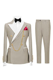 Sage Green Double Breasted Peak Lapel Men's Prom Suits