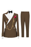 Sage Green Double Breasted Peak Lapel Men's Prom Suits
